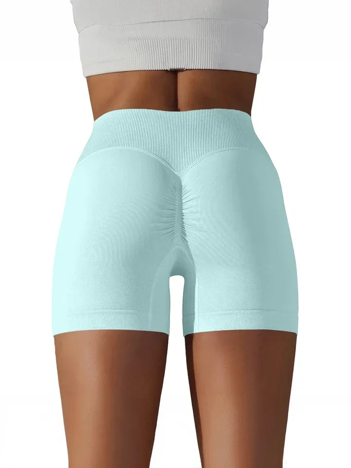 Women's Cross Waist High Waisted Ribbed Biker Shorts Running Gym