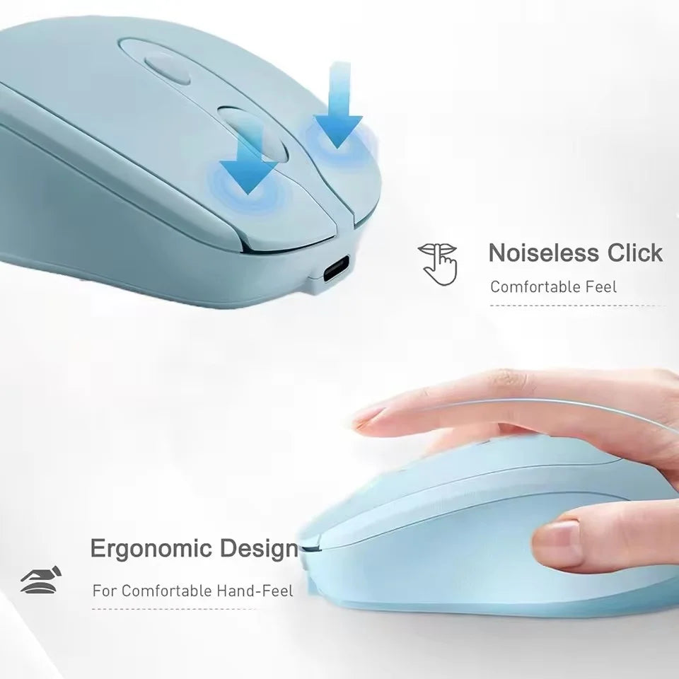Wireless Rechargeable Bluetooth 2.4G Silent Mouse For PC MacBook Tablet