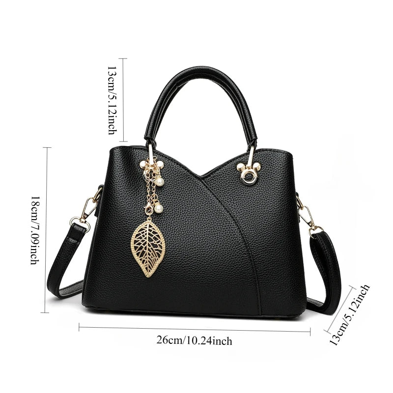 Lychee Patterned PU Leather Handbag For Women Everyday Use