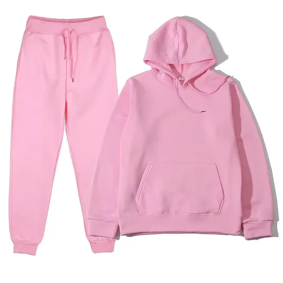 Women Winter Tracksuit Two Piece Set Hooded Sweatshirt And Trousers