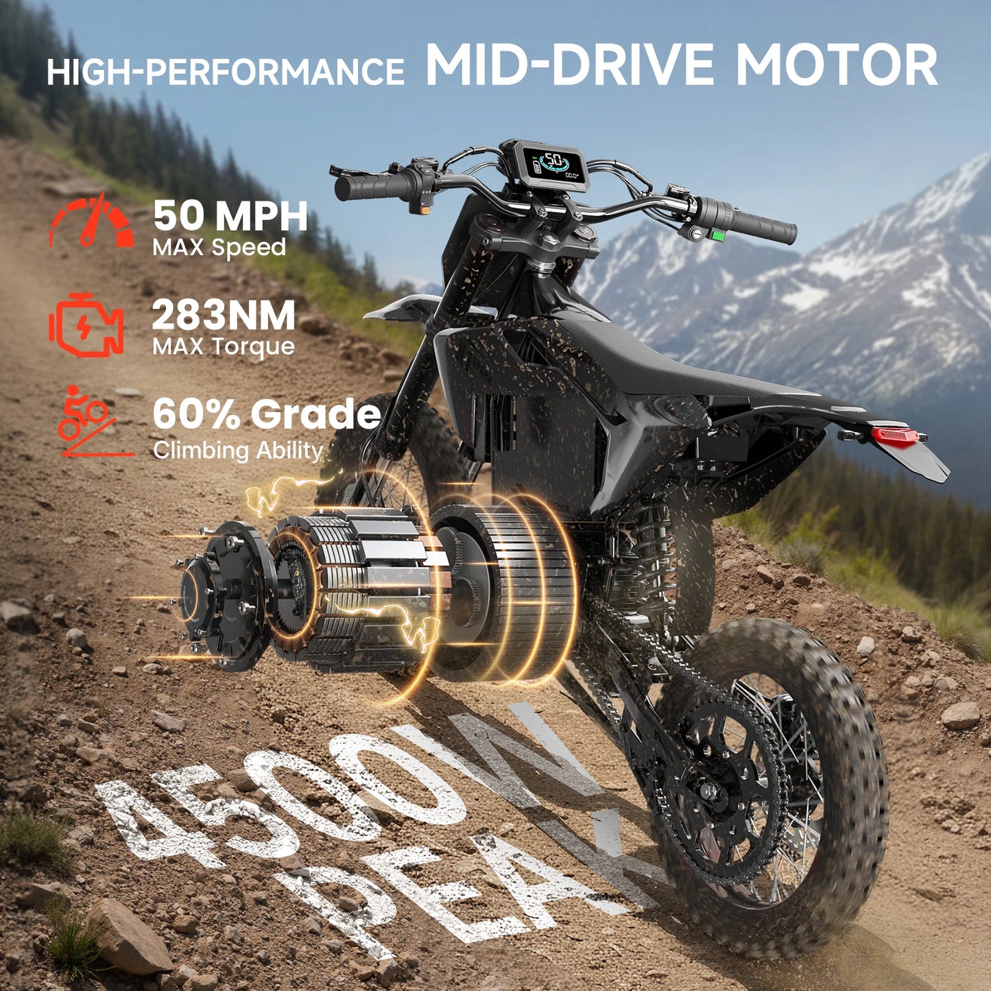 QRONGE X1 Spark Electric Dirt Bike 4500W Peak 60V Battery