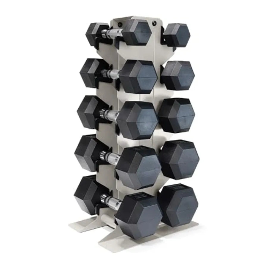 SHXI Rubber Coated Hex Dumbbell Set 100-300 Lb With Rack