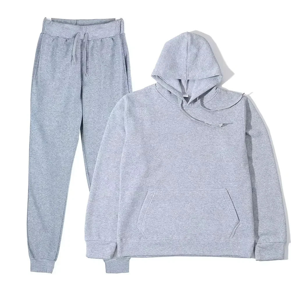 Women Winter Tracksuit Two Piece Set Hooded Sweatshirt And Trousers