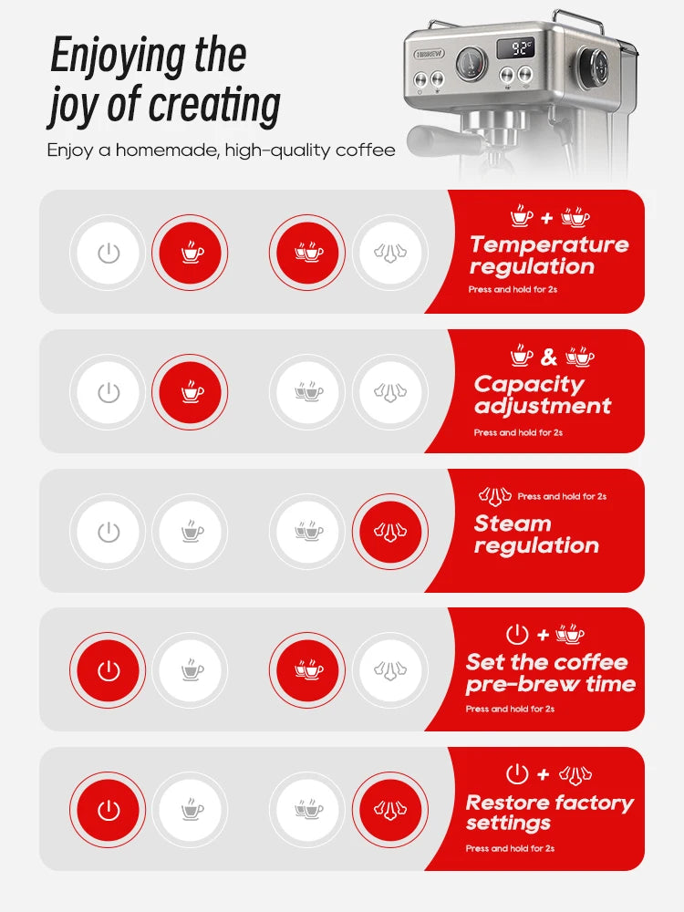 HiBREW 20Bar Semi Automatic Espresso Machine With Portafilter