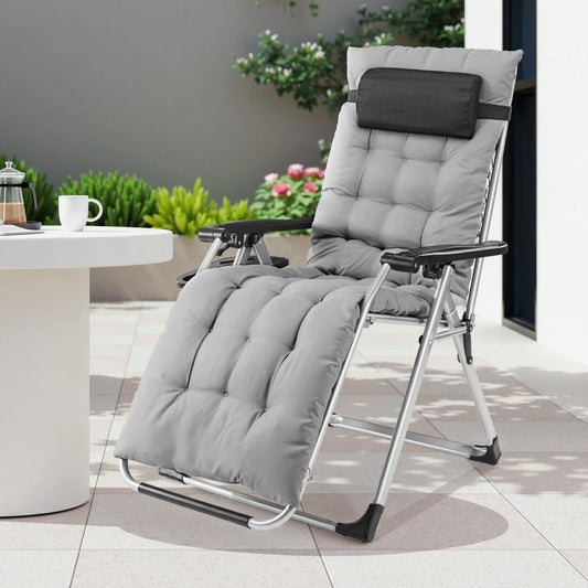 JHK Zero Gravity Foldable Recliner Outdoor Lounge Chair Cup Holder