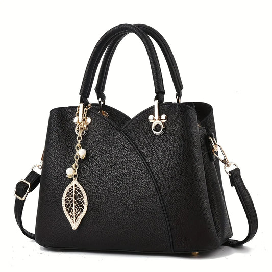 Lychee Patterned PU Leather Handbag For Women Everyday Use