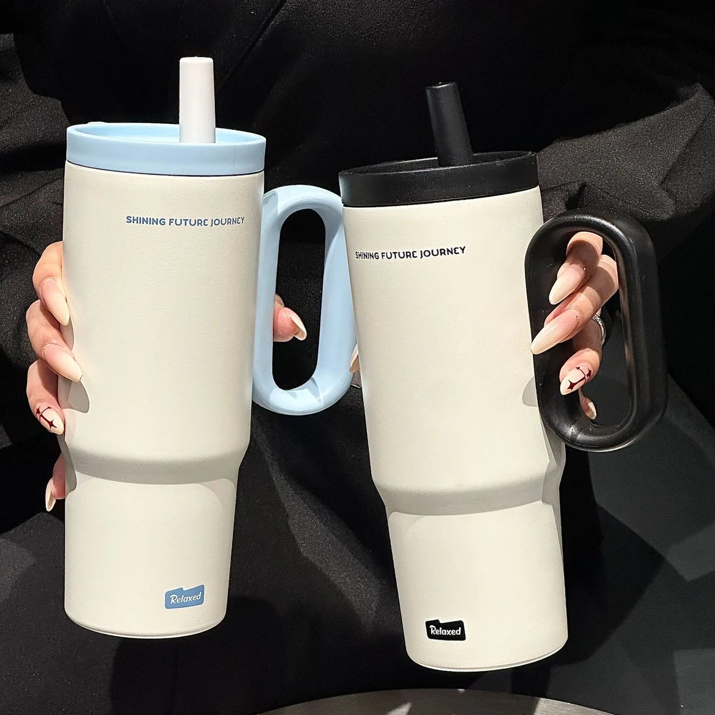 Stainless Steel Vacuum Insulated Thermos Cup With Straw And Handle