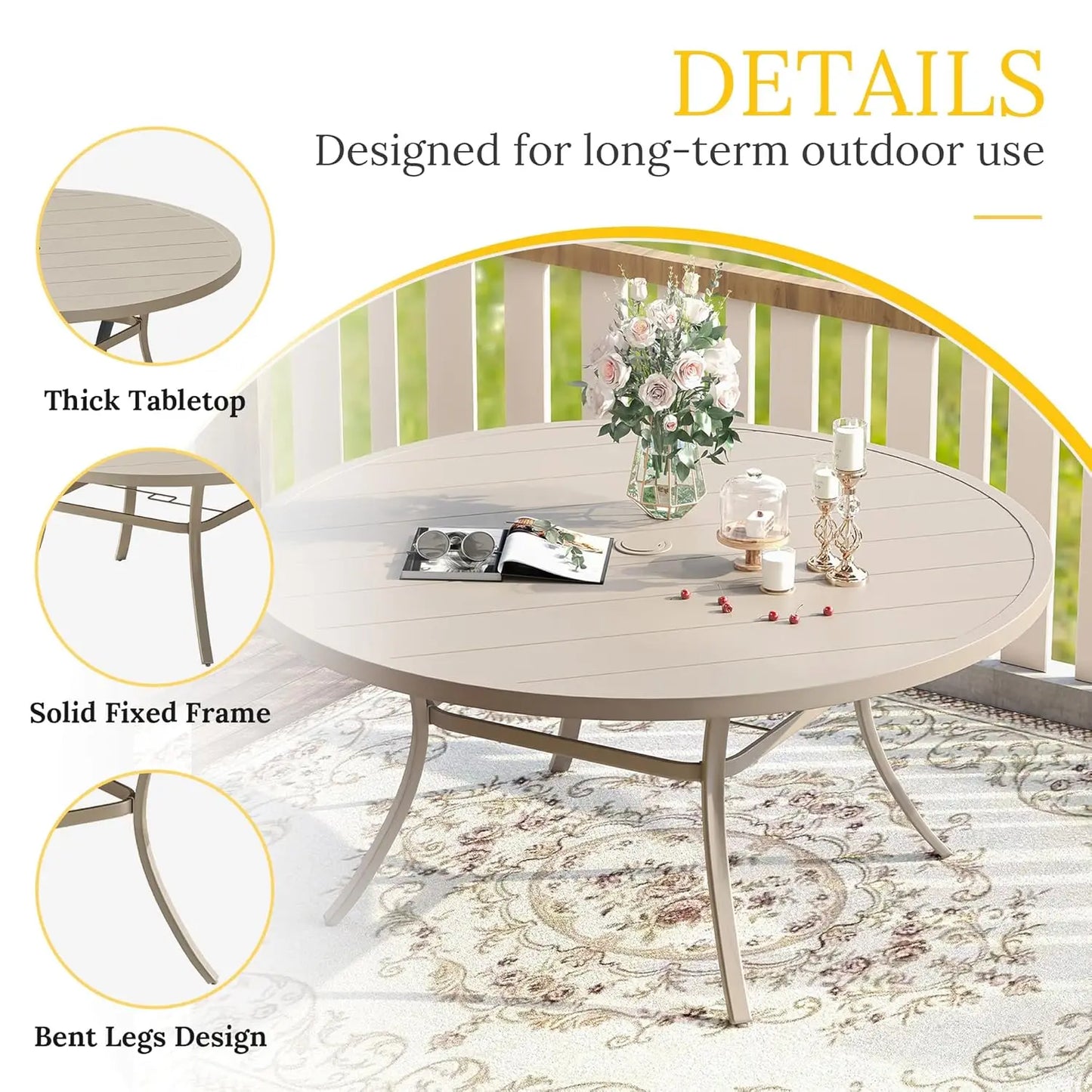 Outdoor Patio Dining Set With Round Table And Swivel Chairs