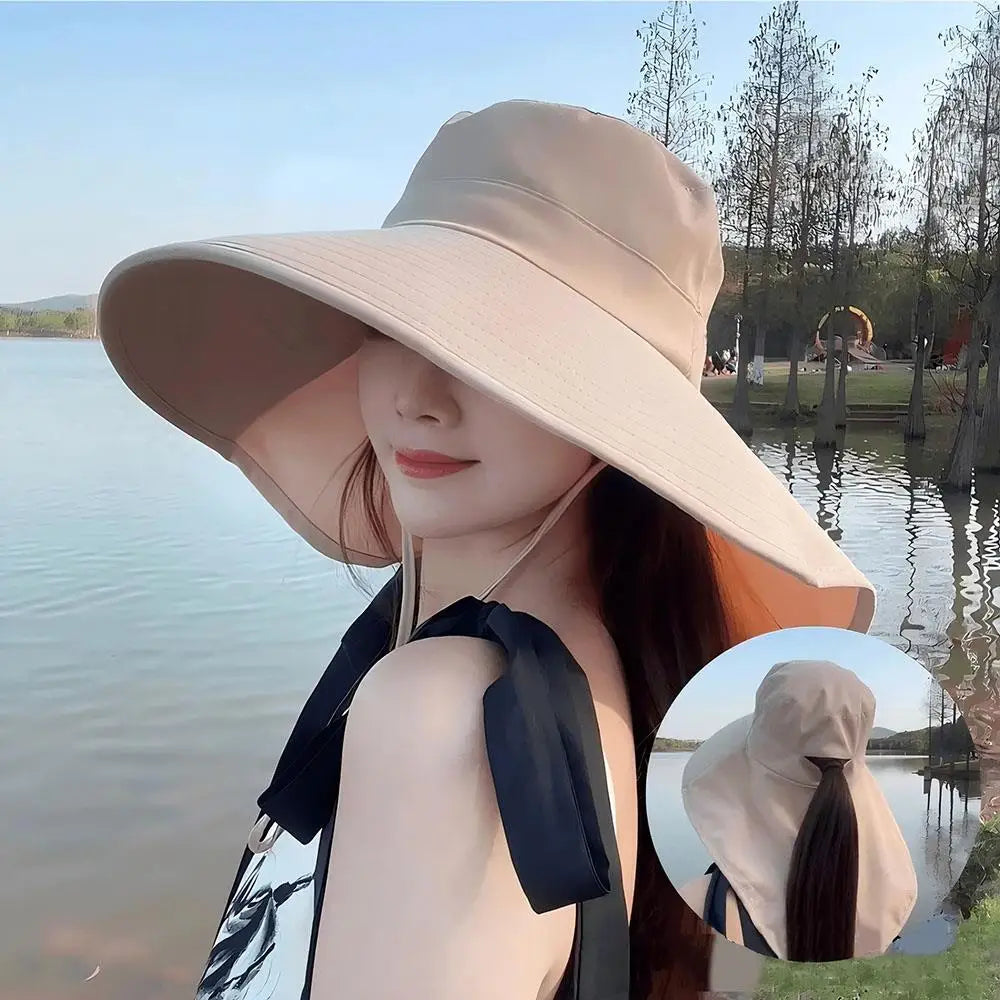 Outdoor UV Neck Flap Fisherman Wide Brim Sun Hat Unisex