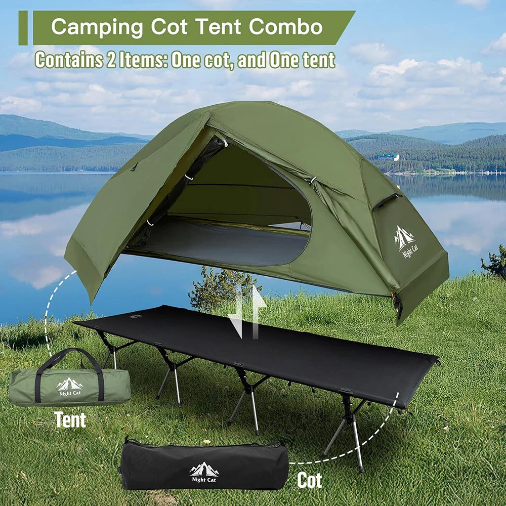 Night Cat Elevated Camping Cot Tent With Rainfly Off Ground
