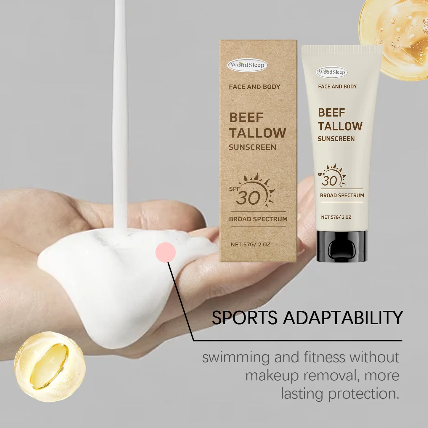 WOODSLEEP Tallow SPF30 Sunscreen Broad Spectrum UV Protection