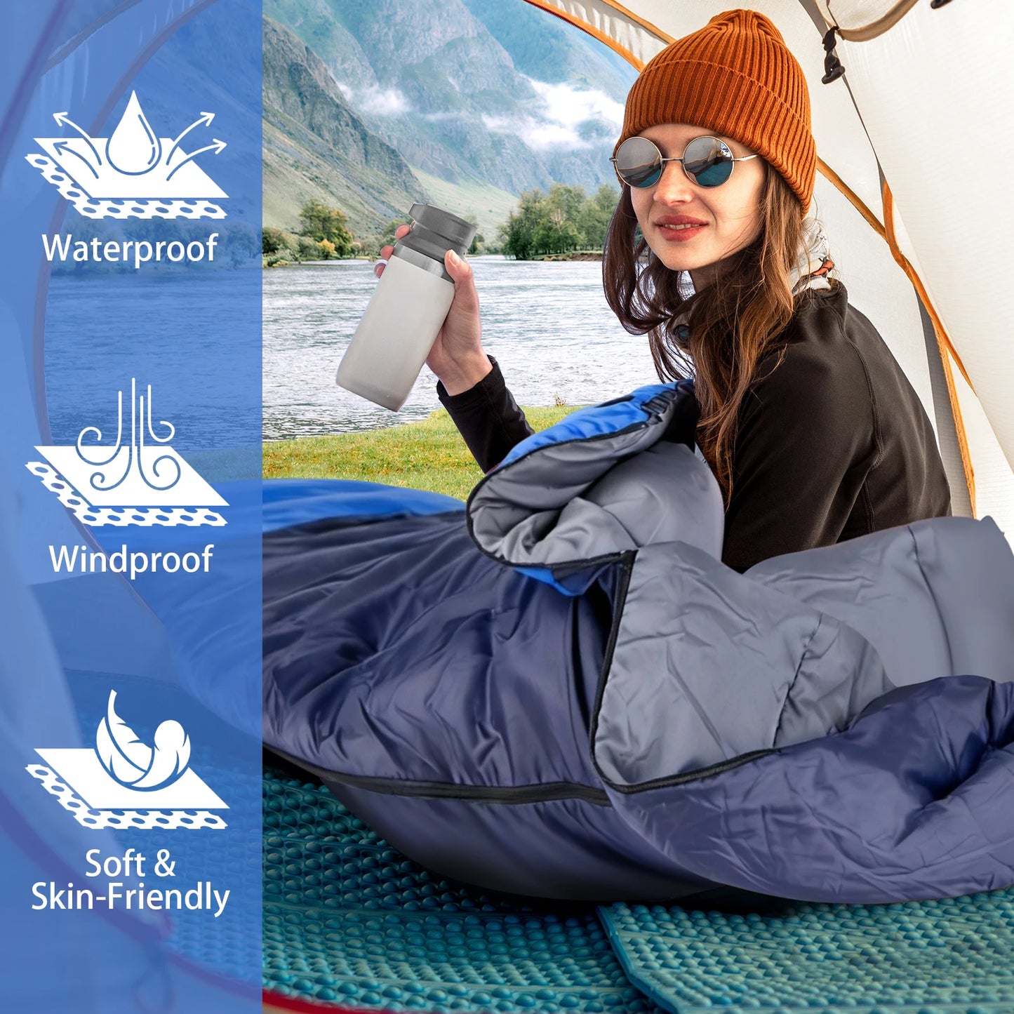 Ultralight Waterproof Windproof 4-Season Sleeping Bag With Compression Sack