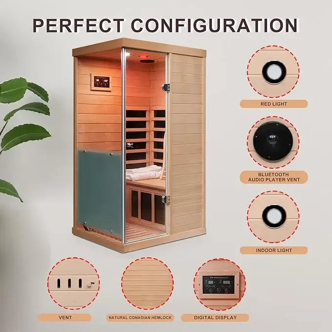 One Person Far Infrared Indoor Sauna With Bluetooth Speakers