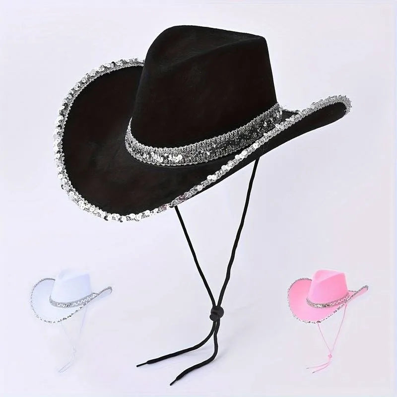 Women Sequin Glitter Party Fedora Hat Adjustable Fit