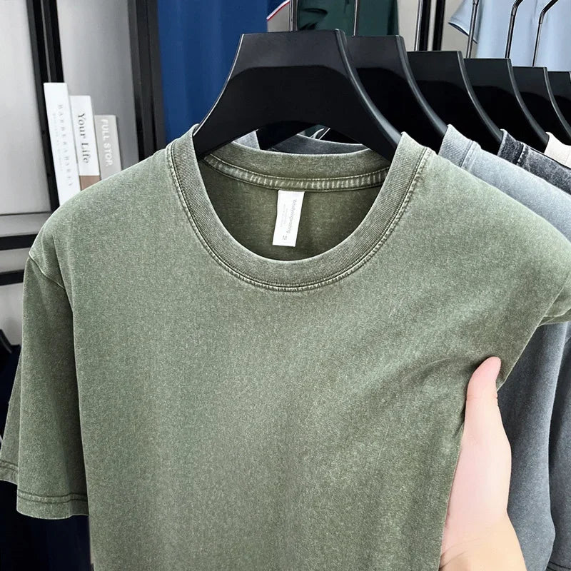 American Style Retro Heavyweight Short Sleeve Tee For Men Women
