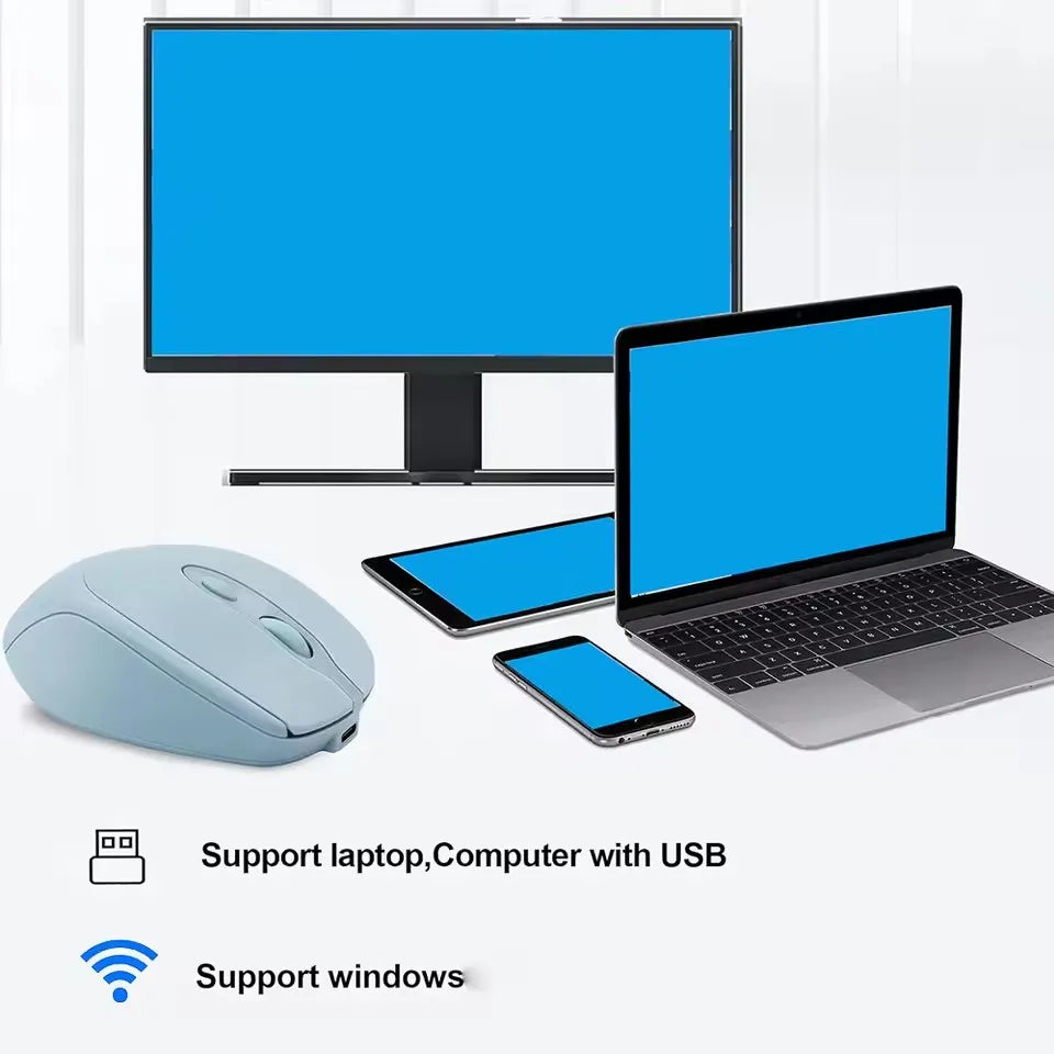 Wireless Rechargeable Bluetooth 2.4G Silent Mouse For PC MacBook Tablet
