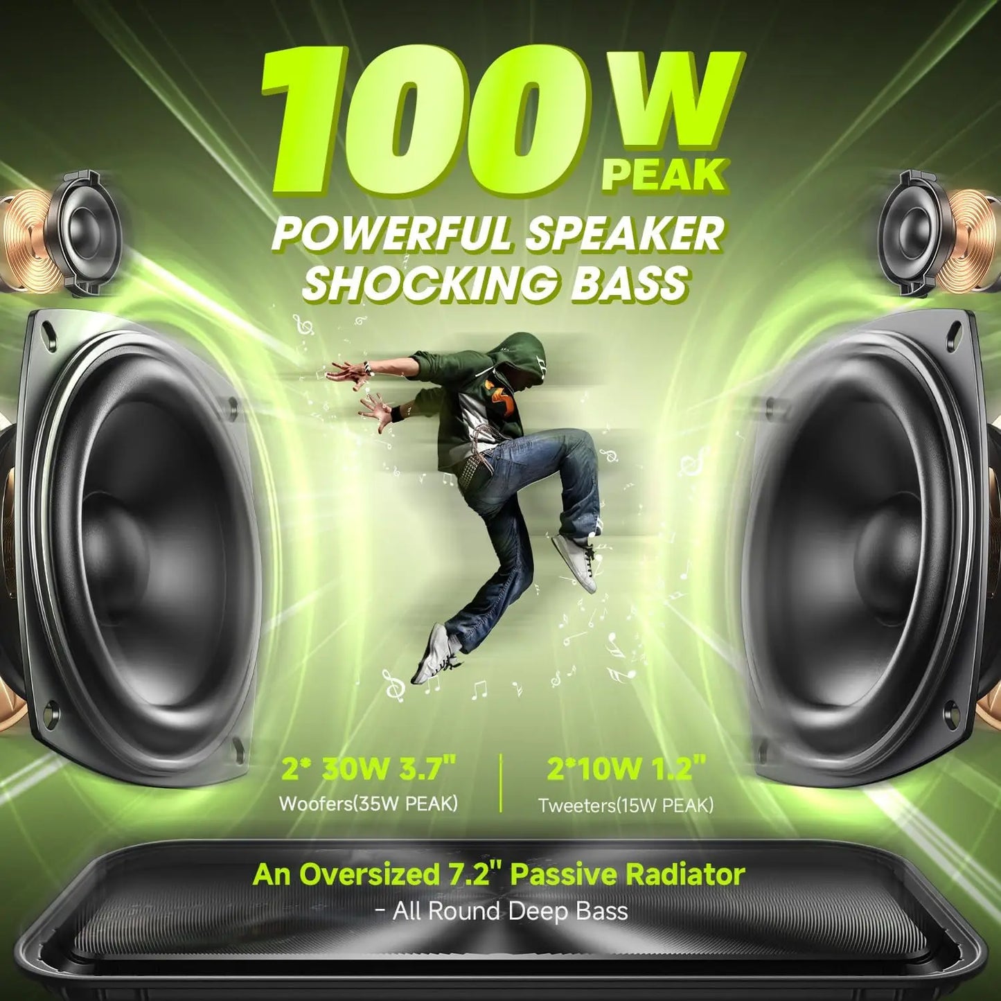 W-King D9-1 Bluetooth Speaker 100W Peak IPX6 Portable