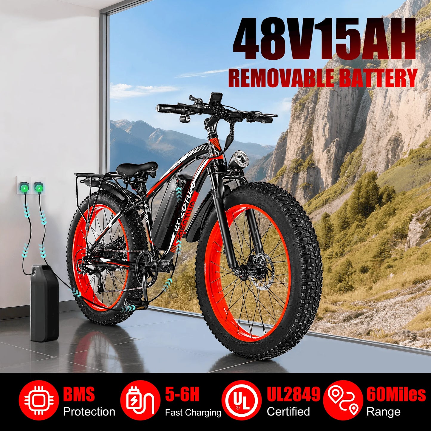 EOEOTWO 1500W Electric Fat Tire Bike 34MPH Off Road