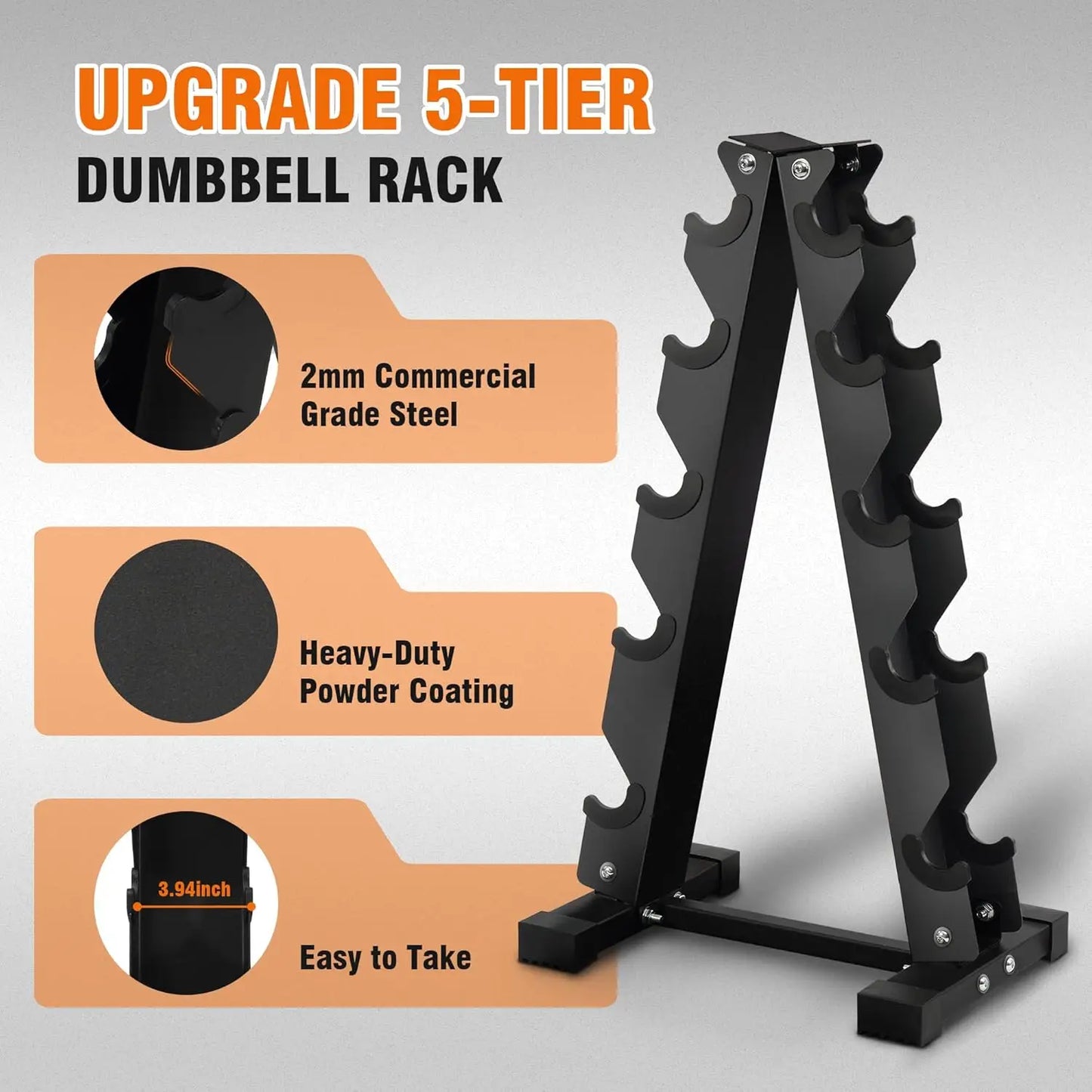 Rubber Coated Hex Dumbbell Set Rack With Anti Slip Grip