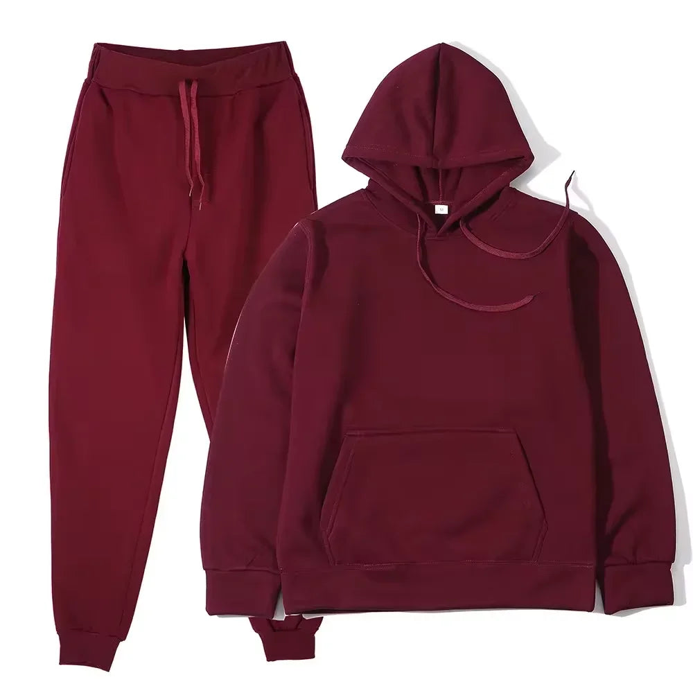 Women Winter Tracksuit Two Piece Set Hooded Sweatshirt And Trousers