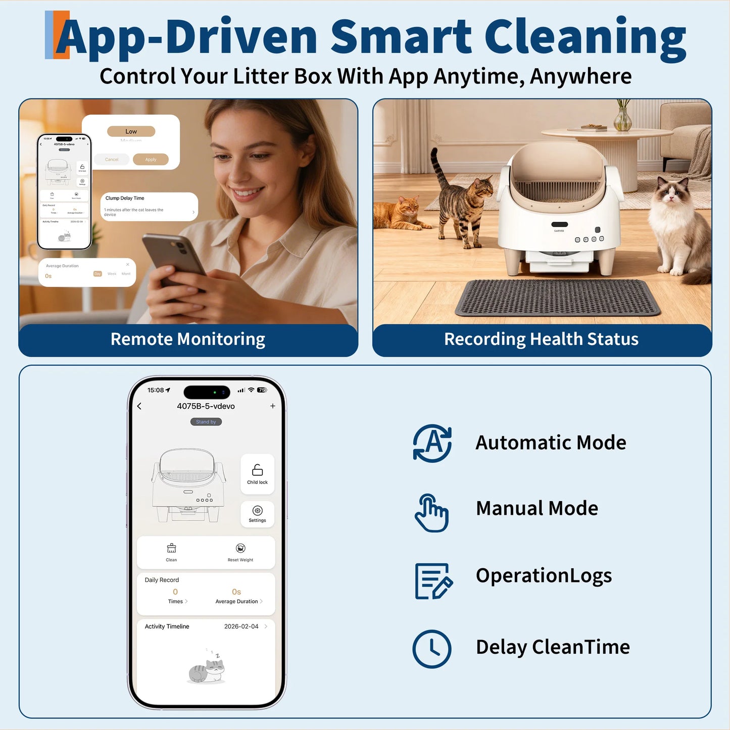HiMISS Self Cleaning Smart Litter Box APP Controlled Odor Free