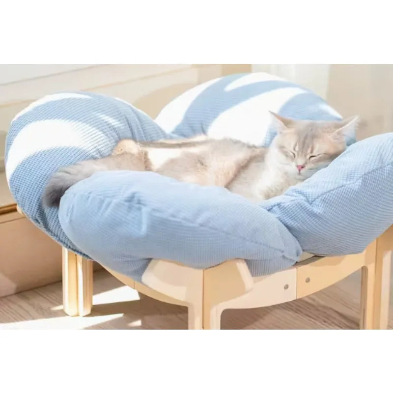 Wooden High Leg Cat Bed With Soft Cushion Eco Friendly