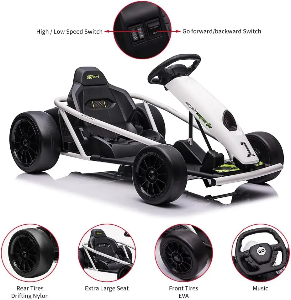 HiMISS Riding On GoKart 24V Dual 300W Motors Teens