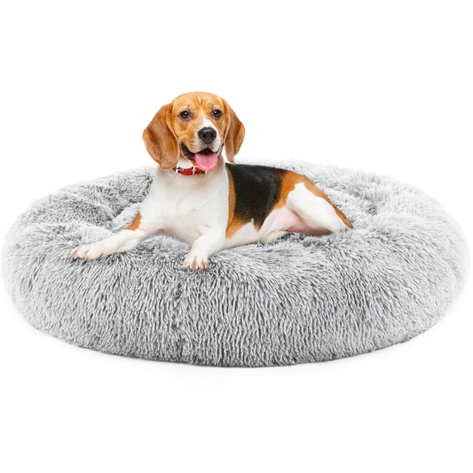 JHK Calming Dog Bed Anti-Slip Plush Faux Fur For Dogs