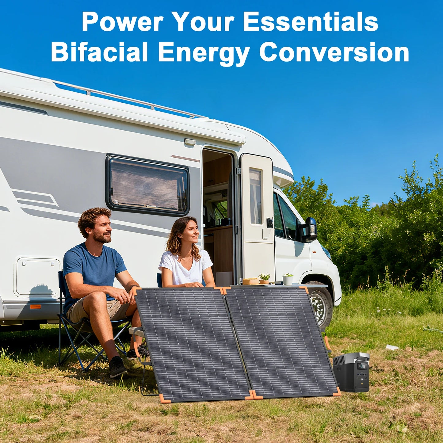 MHPOWOS Foldable Bifacial Solar Charger 200W IP68 For Camping