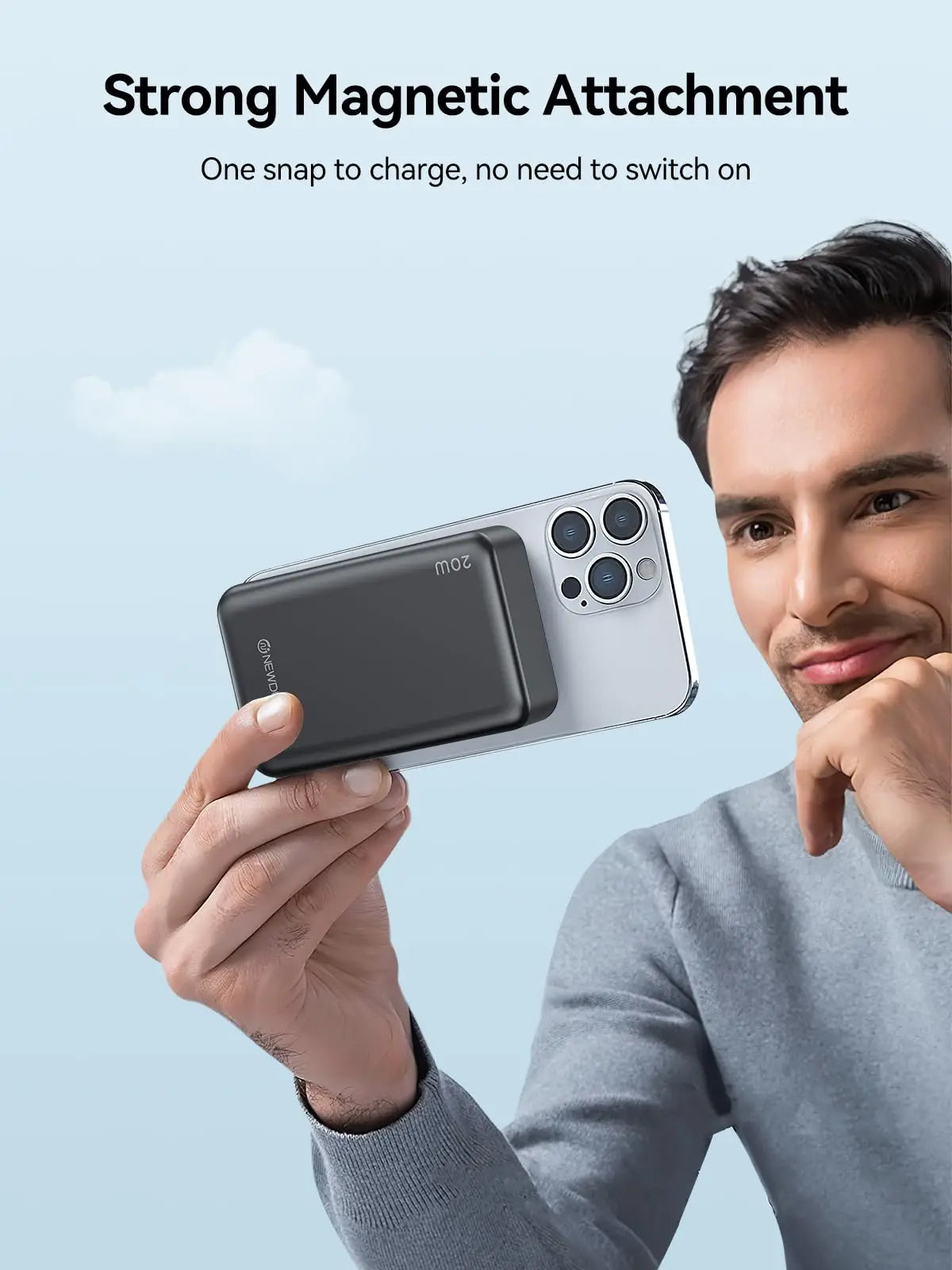 NEWDERY Magnetic Wireless Power Bank PD 20W iPhone and AirPods