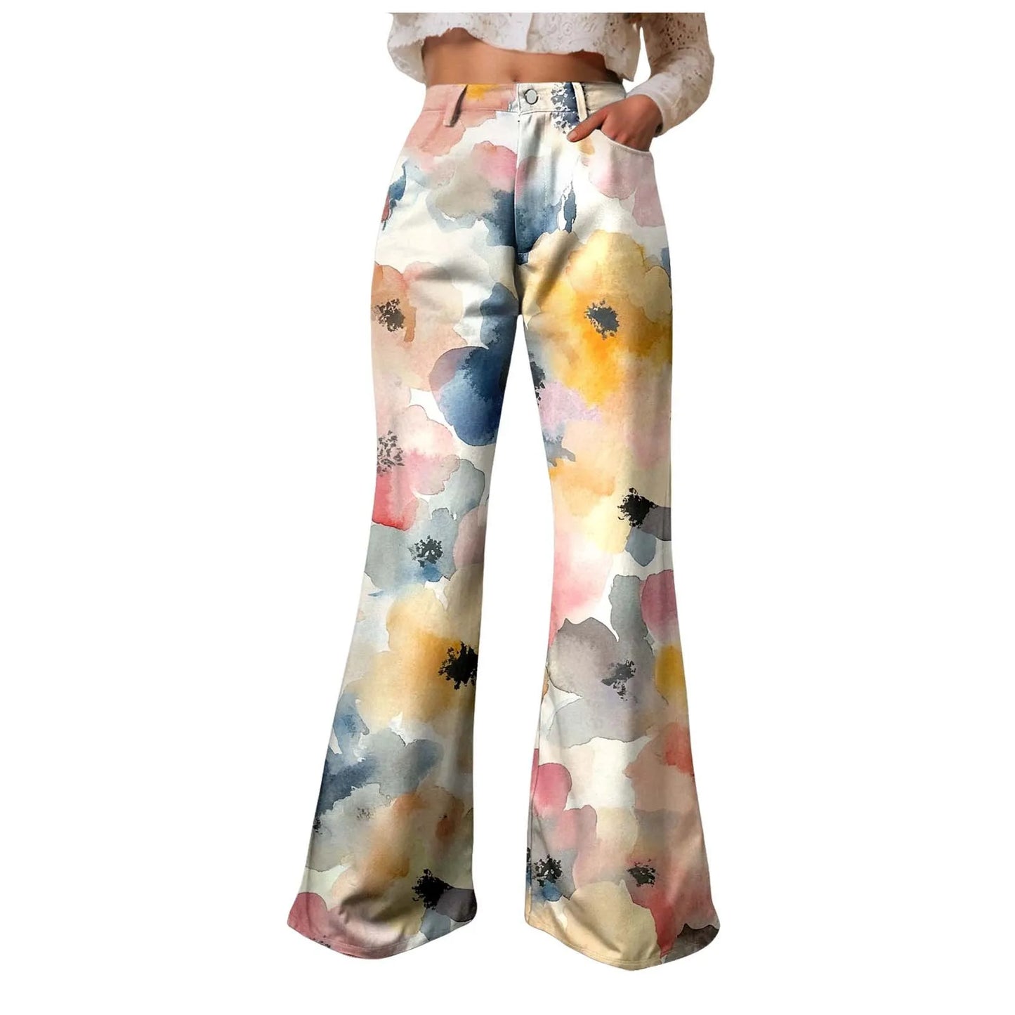 Women Baggy High Waist Wide Leg Jeans Washed Denim