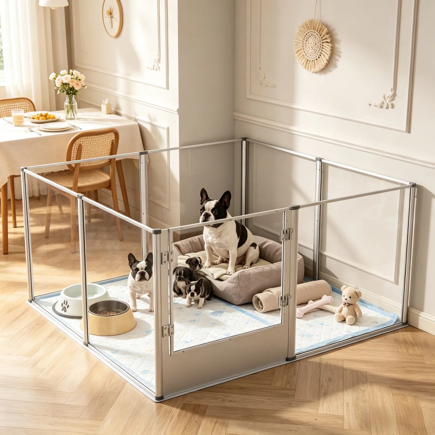 Bingopaw Acrylic Dog Playpen With Waterproof Whelping Pad