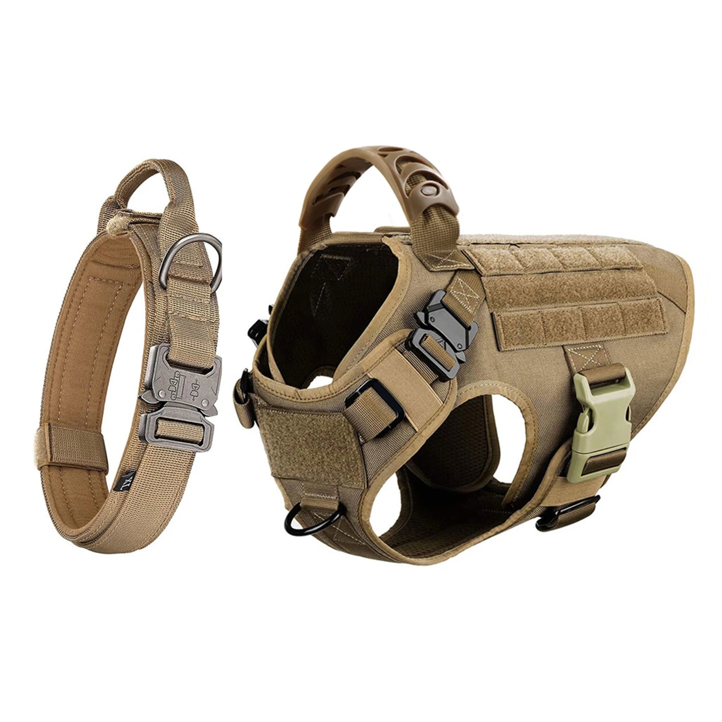 Adjustable Tactical Dog Harness And Nylon Collar Set For Training