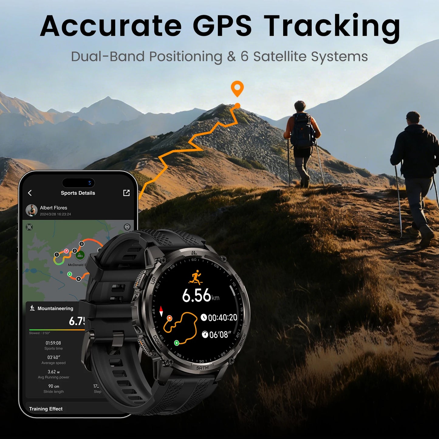 KOSPET Tank T4C Rugged Smartwatch With Dual GPS And Flashlight