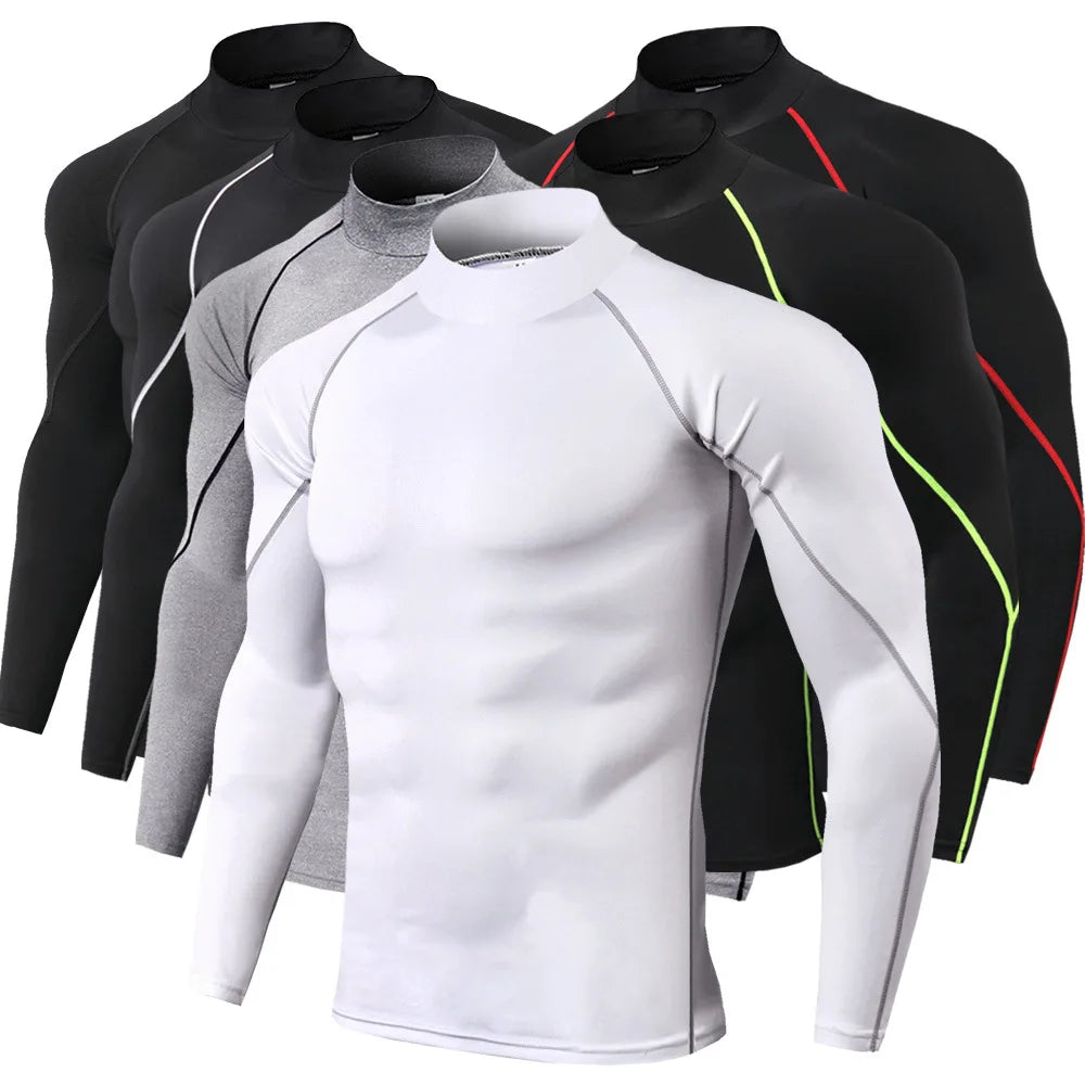 Men Quick Dry T Shirt Long Sleeve Compression Rash Guard