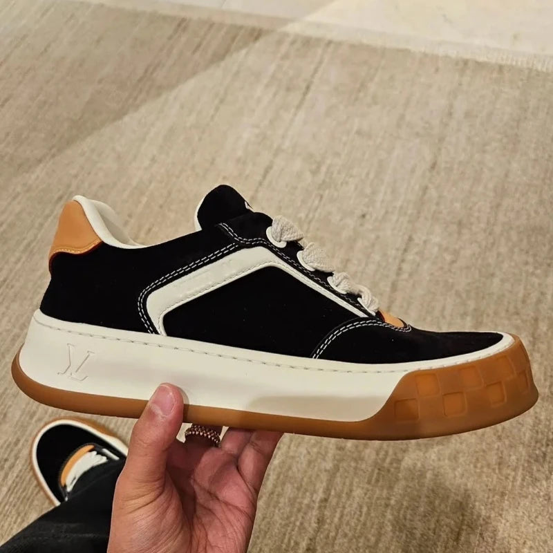 Premium Leather Loafers Lace Up Round Toe Men Shoes Casual