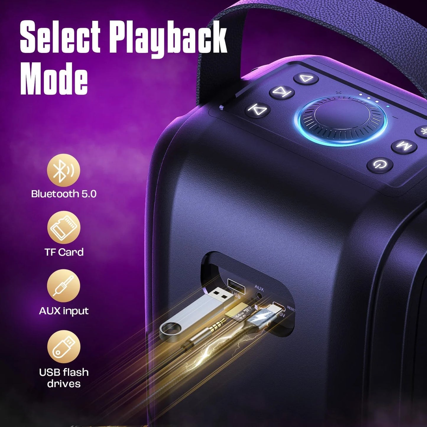 W-King 180W Peak Bluetooth Party Speaker With Removable Battery USB Playback