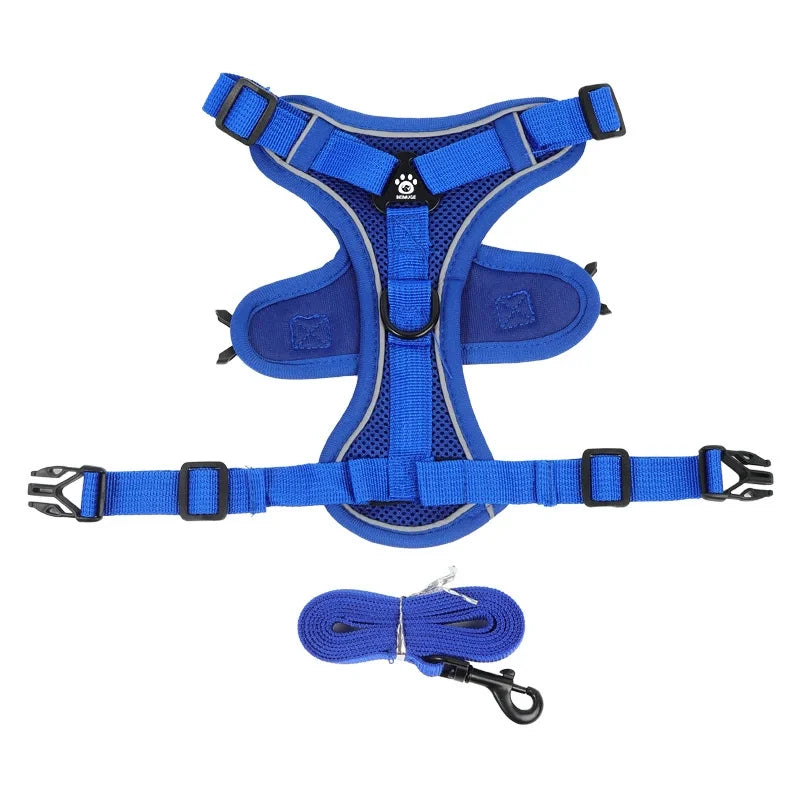 No Pull Dog Harness And Leash Set Reflective Chest Strap