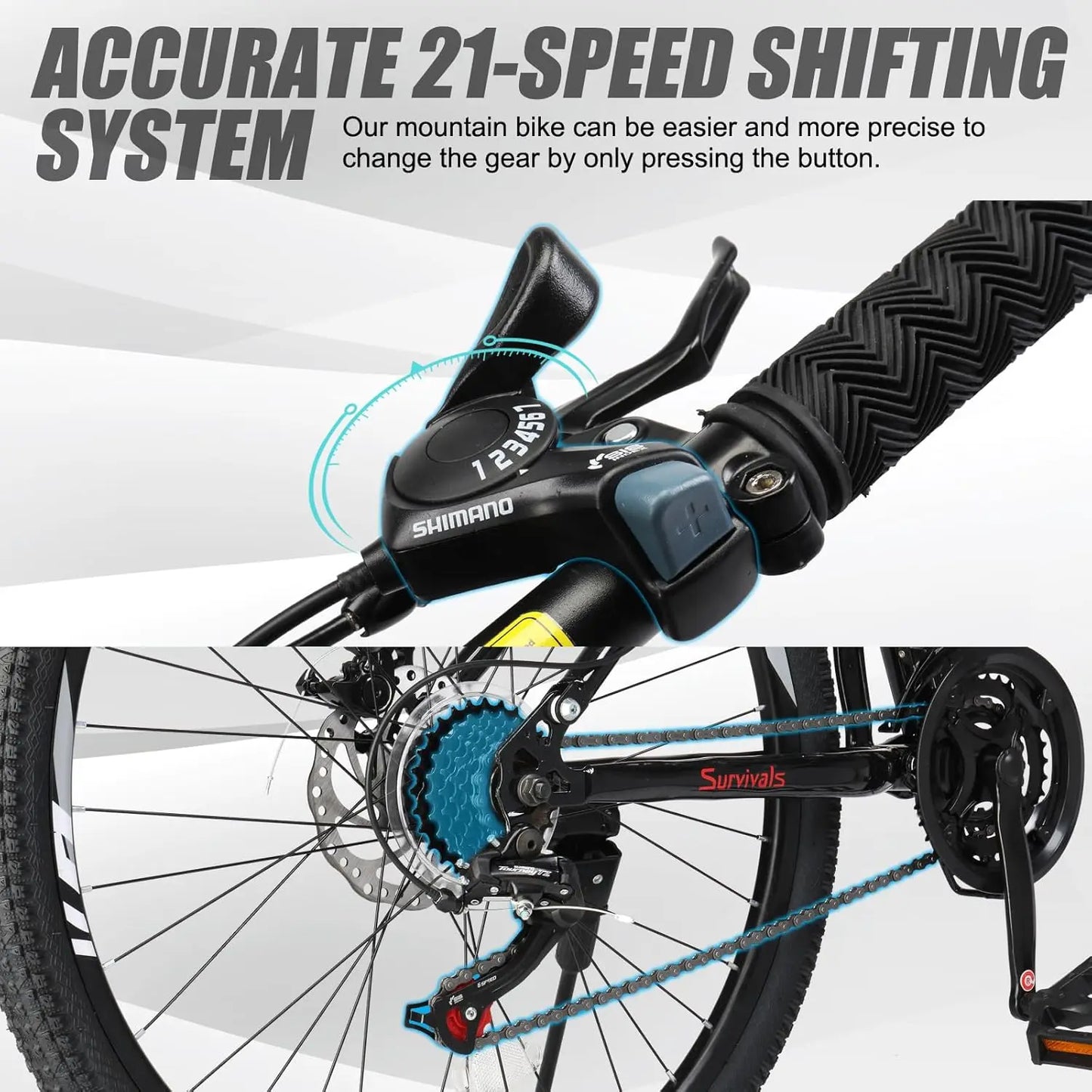 Foldable 21 Speed Mountain Bike for Adults Carbon Steel Frame