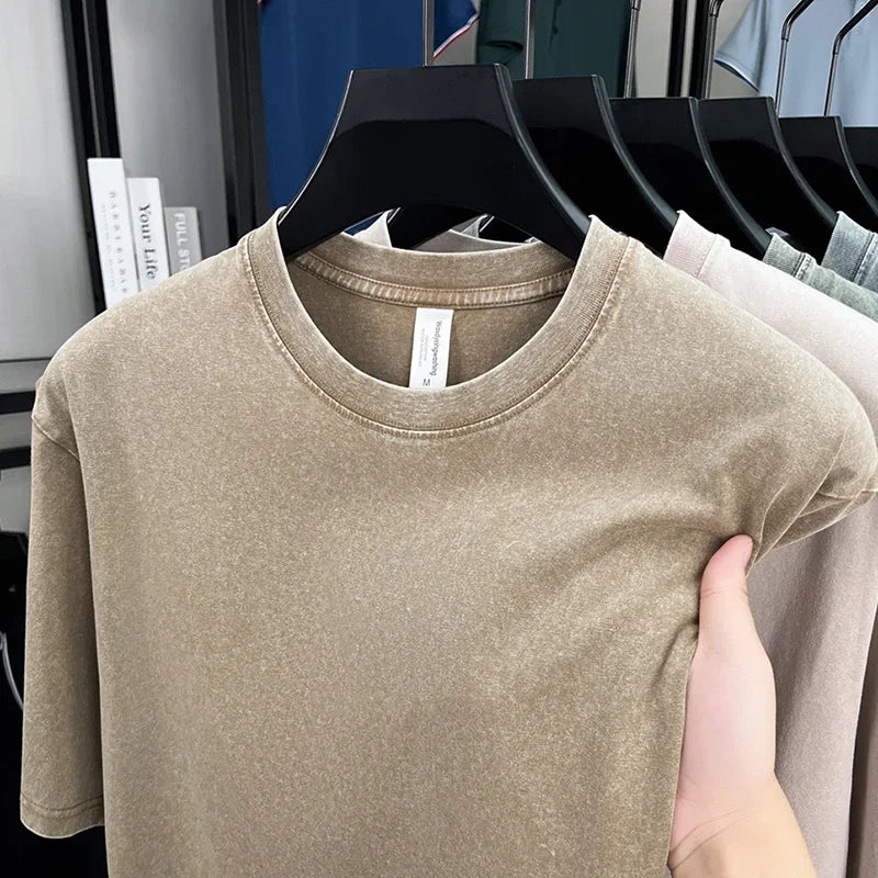 American Style Retro Heavyweight Short Sleeve Tee For Men Women