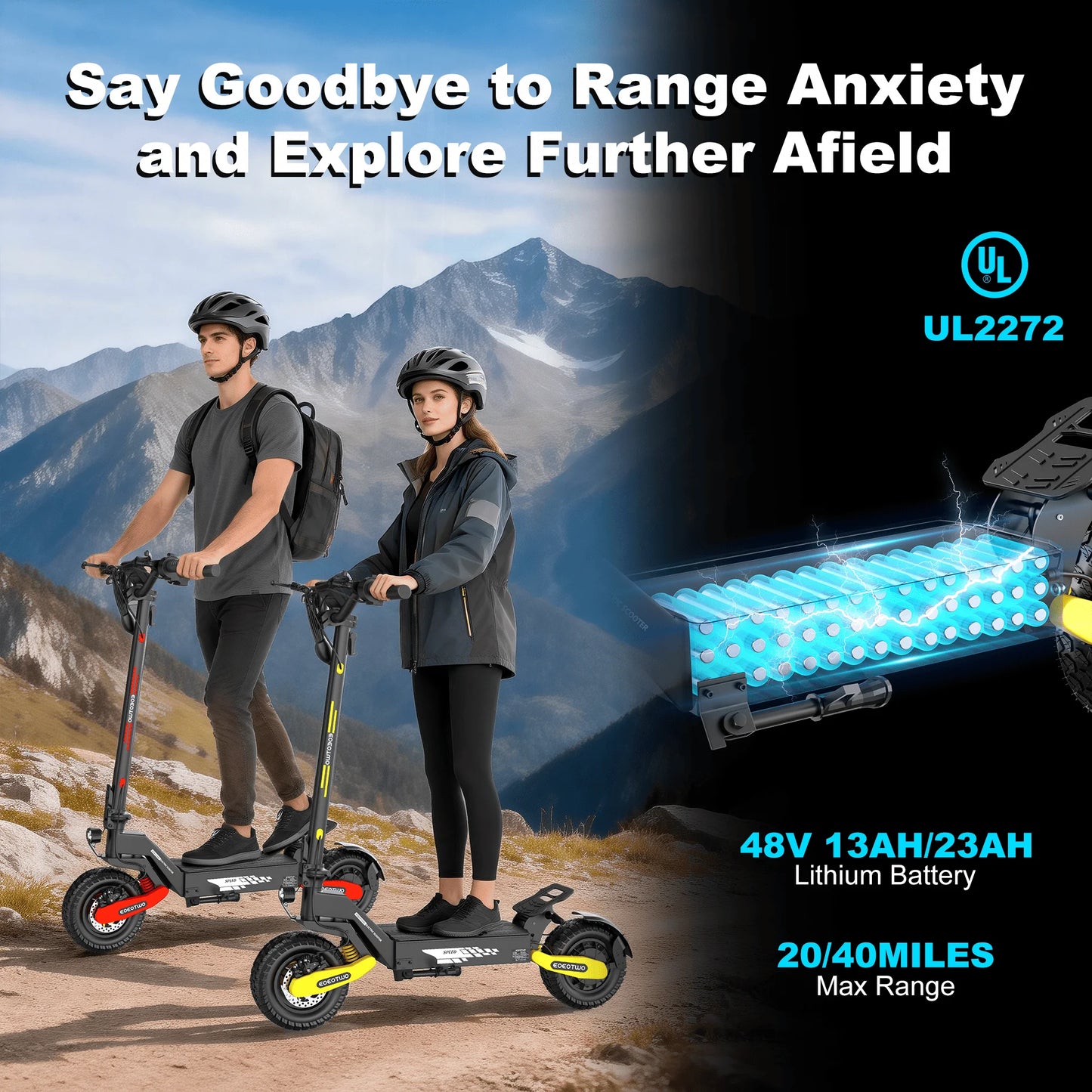 EOEOTWO 1200W Off Road Electric Scooter For Adults