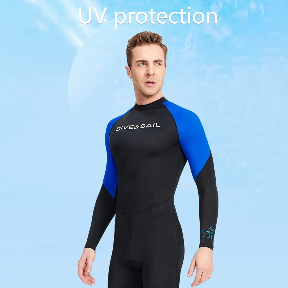 Alloet Men Diving Protection Long Sleeve Sunscreen Swimsuit