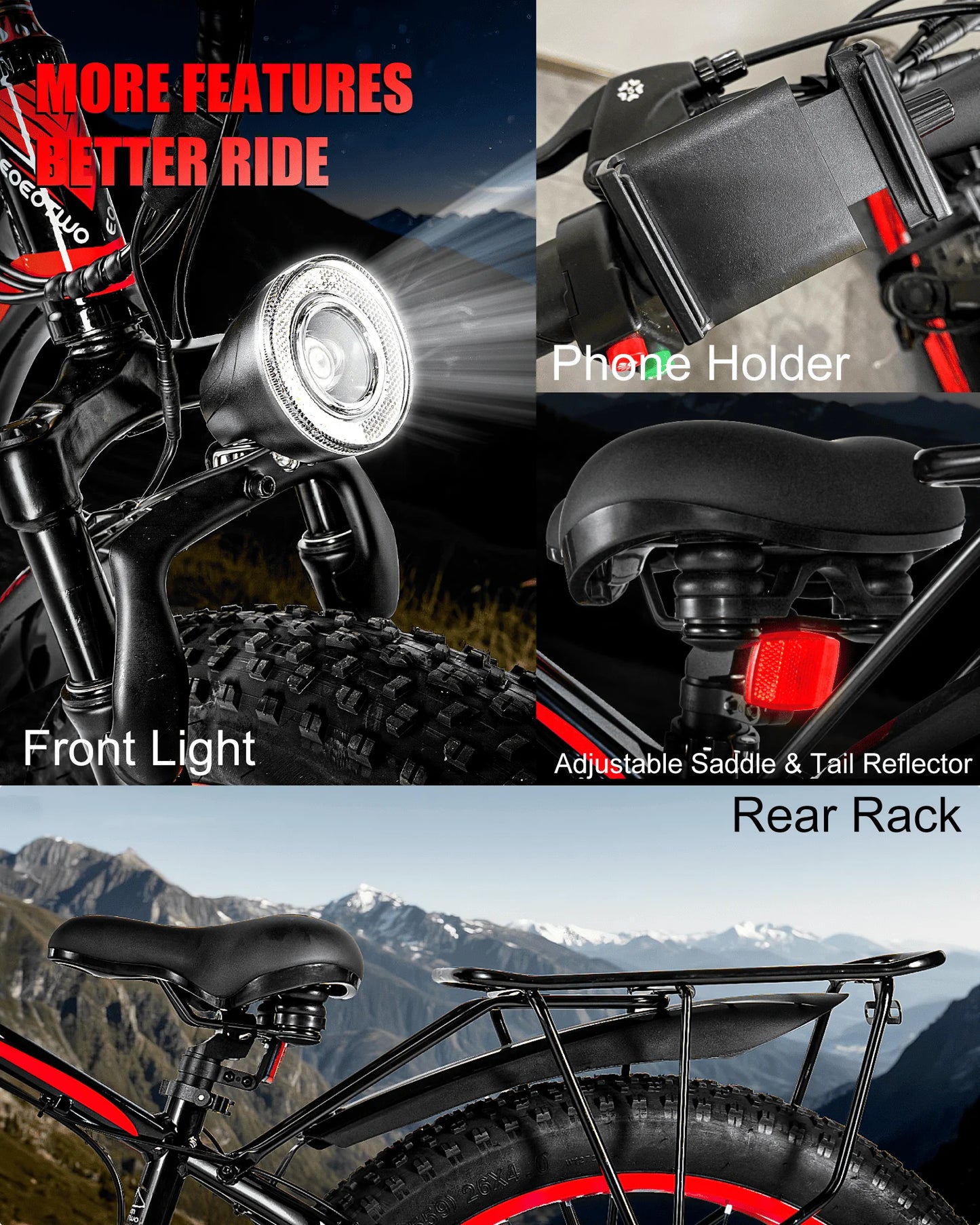 EOEOTWO 1500W Electric Fat Tire Bike 34MPH Off Road