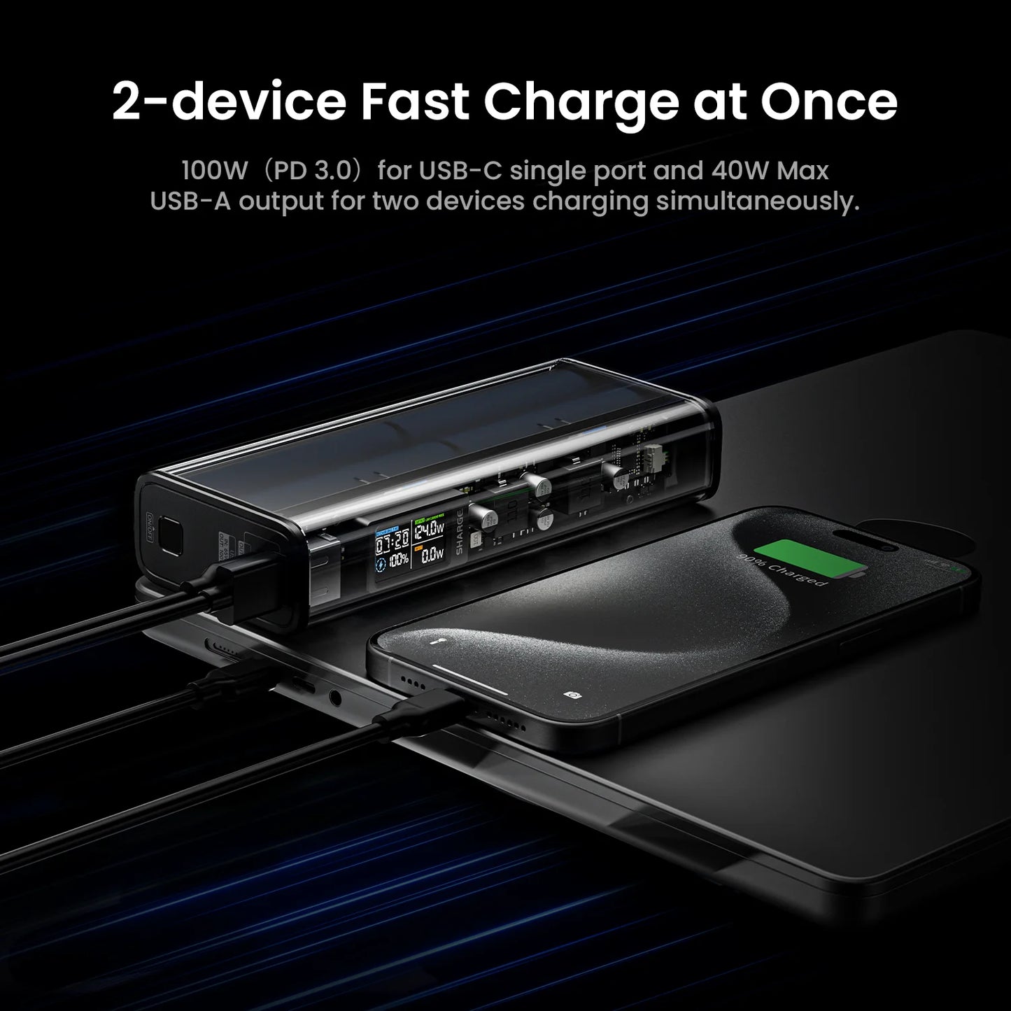 Sharge 20000mAh 140W Power Bank With Smart Display MacBook Pro