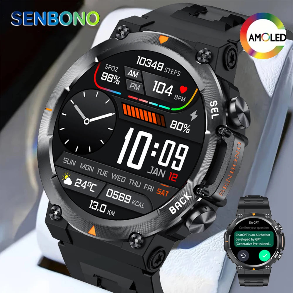 Senbono Max18 Smart Watch With AMOLED Screen And Bluetooth Call