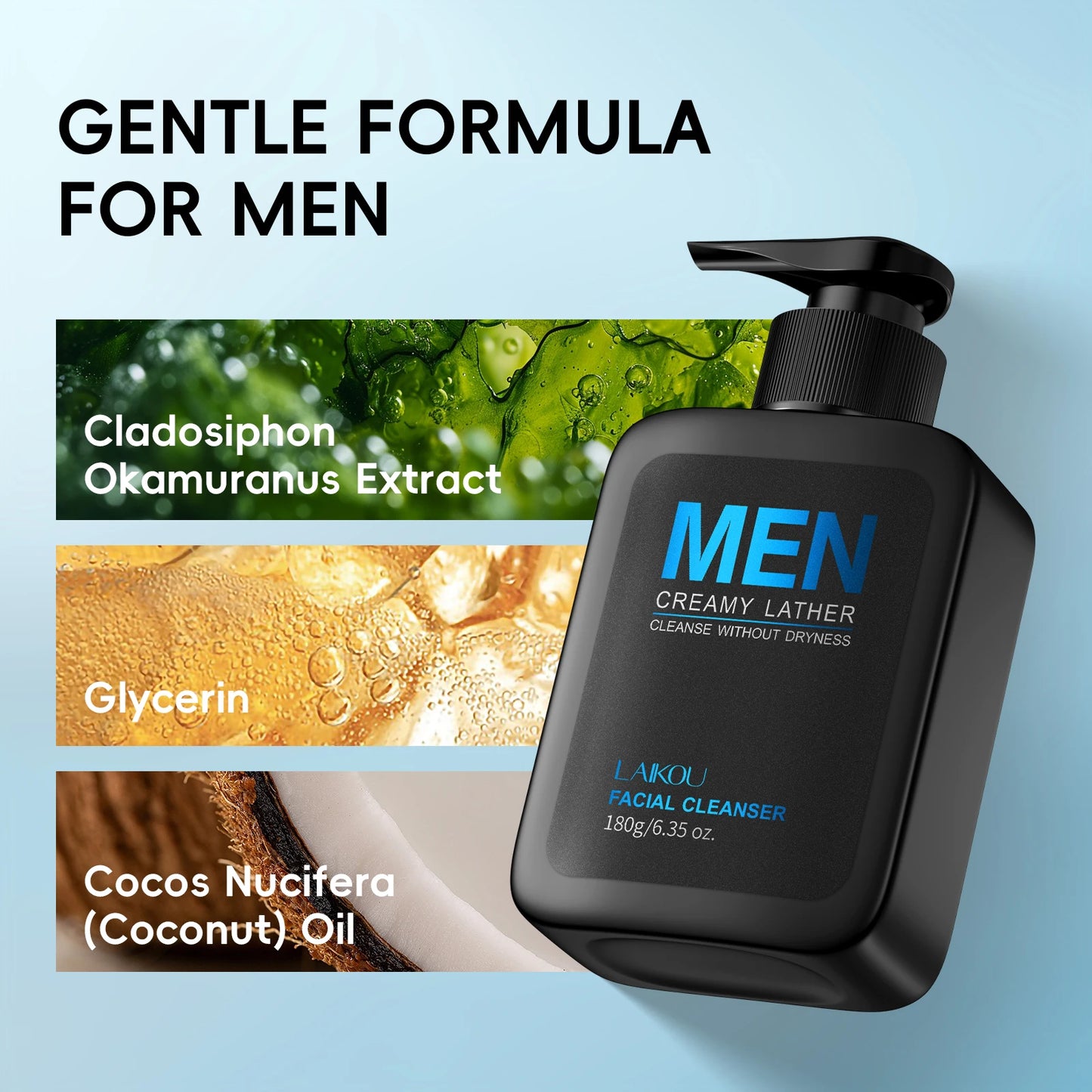 LAIKOU Men Skincare 4Piece Set Cleanser Toner Lotion