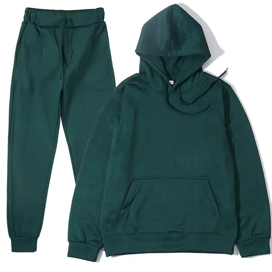 Women Winter Tracksuit Two Piece Set Hooded Sweatshirt And Trousers
