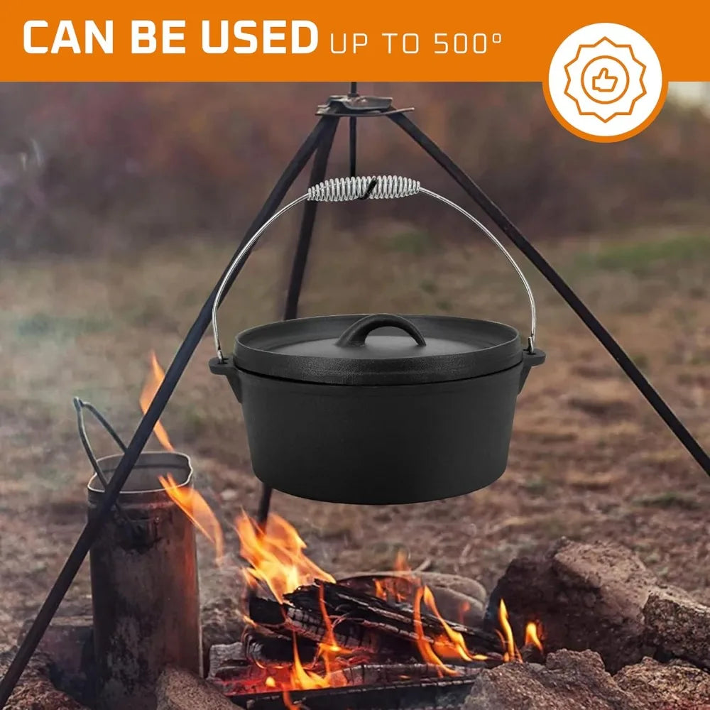 7-Piece Preseasoned Cast Iron Cookware Set With Dutch Oven Lids