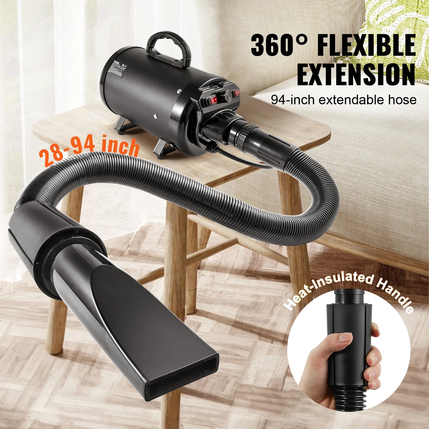SucceBuy 2000W Dog Blow Dryer With Adjustable Speed And 4 Nozzles