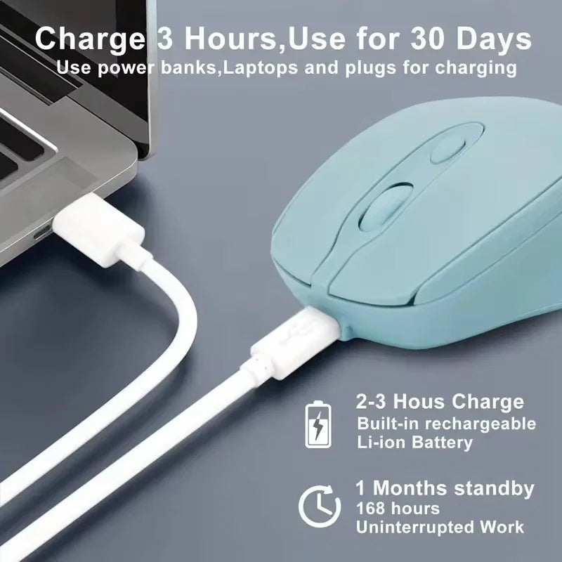 Wireless Rechargeable Bluetooth 2.4G Silent Mouse For PC MacBook Tablet